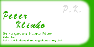 peter klinko business card